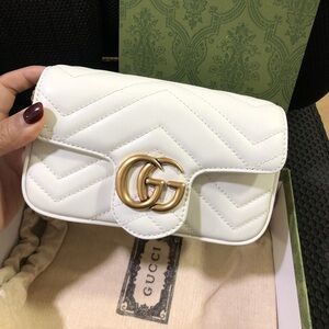 Gucci White Mini Bag with Gold Logo